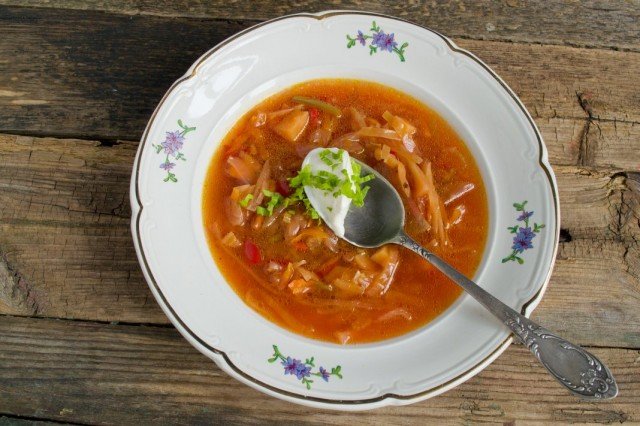 Borsch van ingelegde kool met varkensvlees. Stap -By -stap Recept met foto