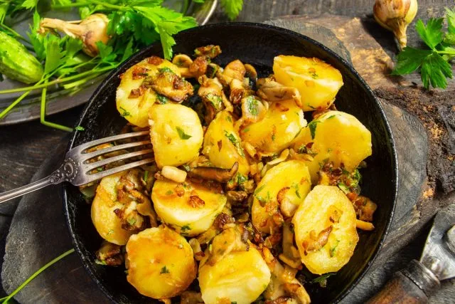 Aardappel in een nerveuze paddestoel, Kaleyard Aardappel in een nerveuze paddestoel